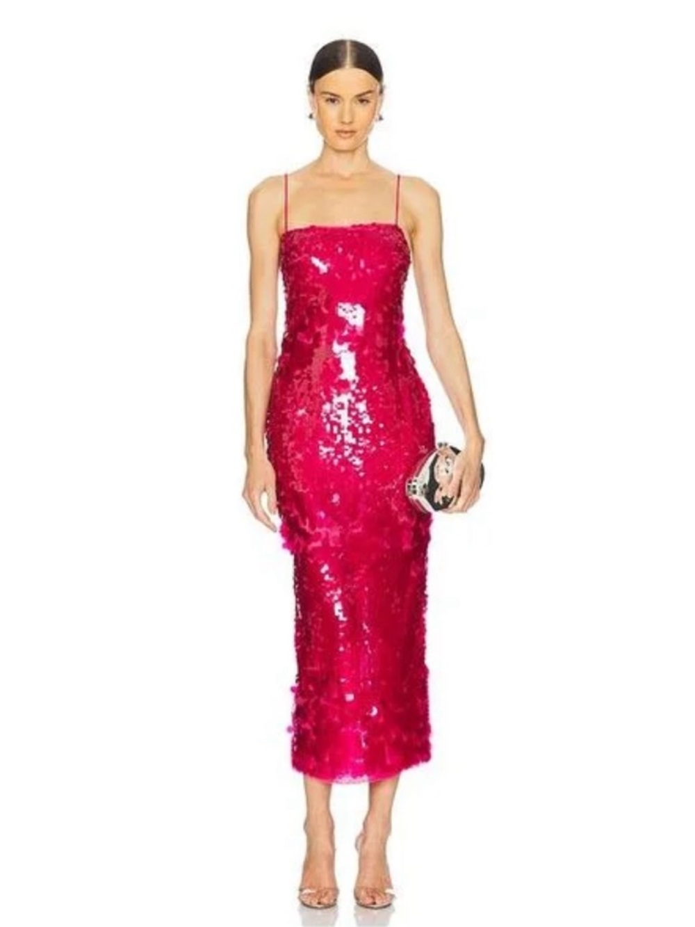 Retrofete Alana Sequin Dress In Cerise - Size Small